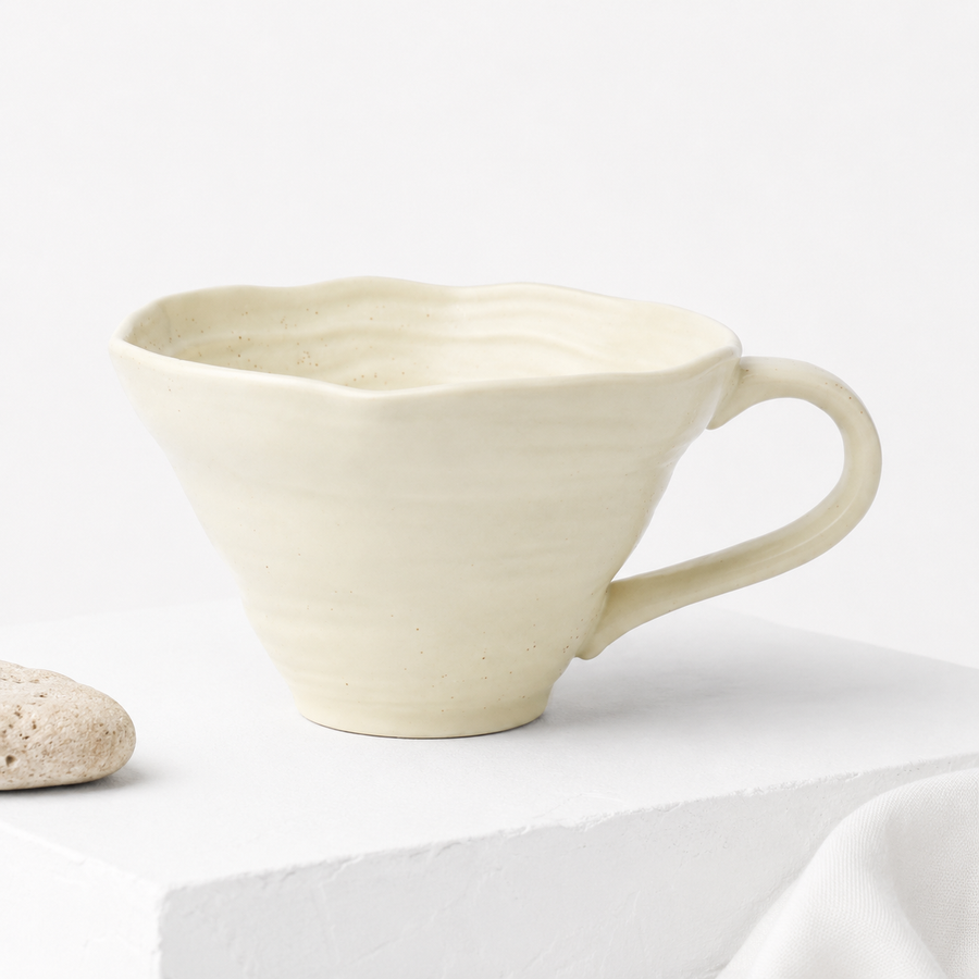 Large Capacity Breakfast Cup Milk Oatmeal Cup Hand Pinch Feeling Ceramic Cup