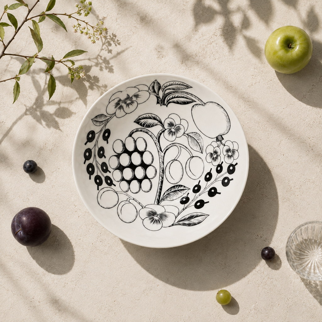 Botanical Reverie Black Bowl 17 cm