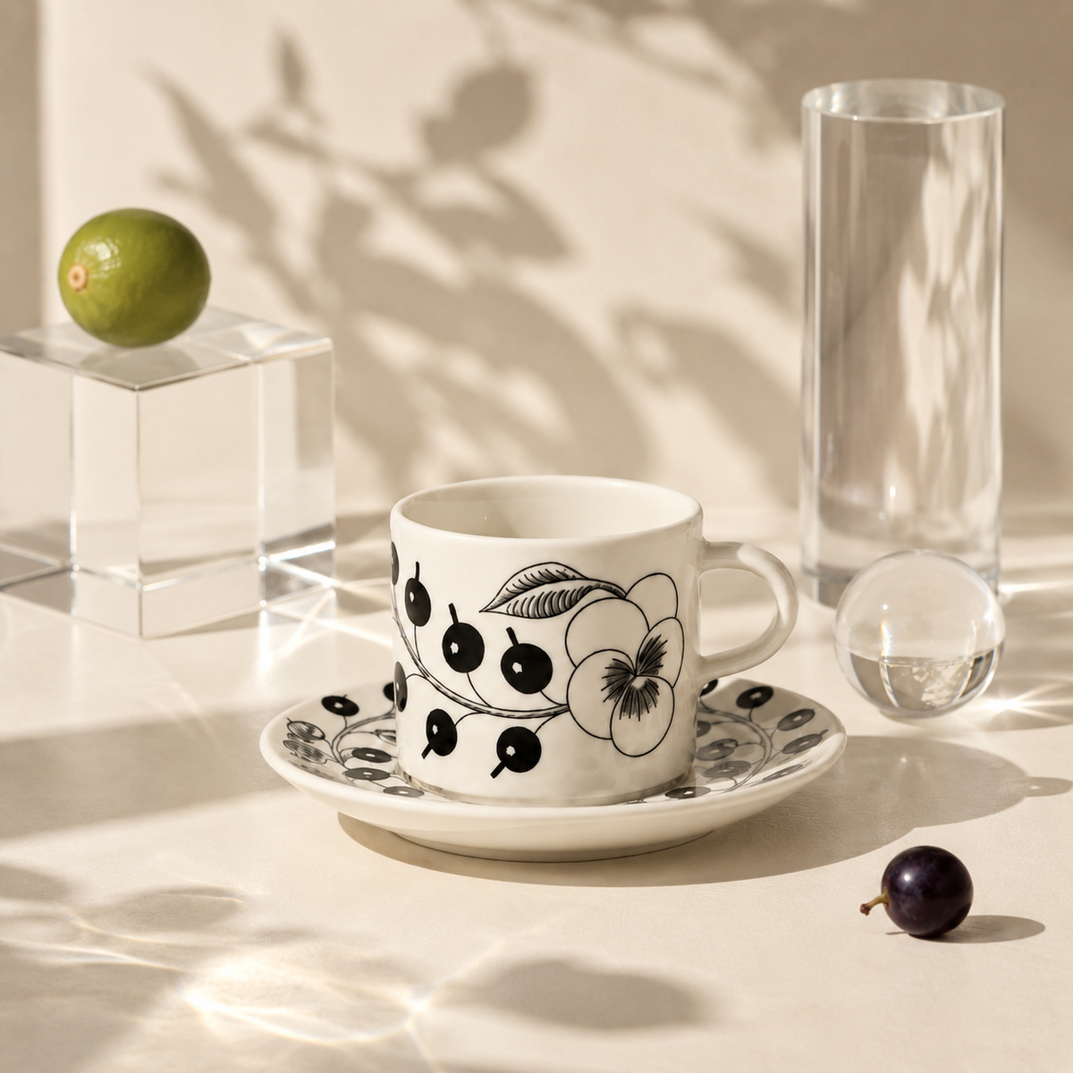 Botanical Reverie Black Coffee Cup & Saucer 180 ml