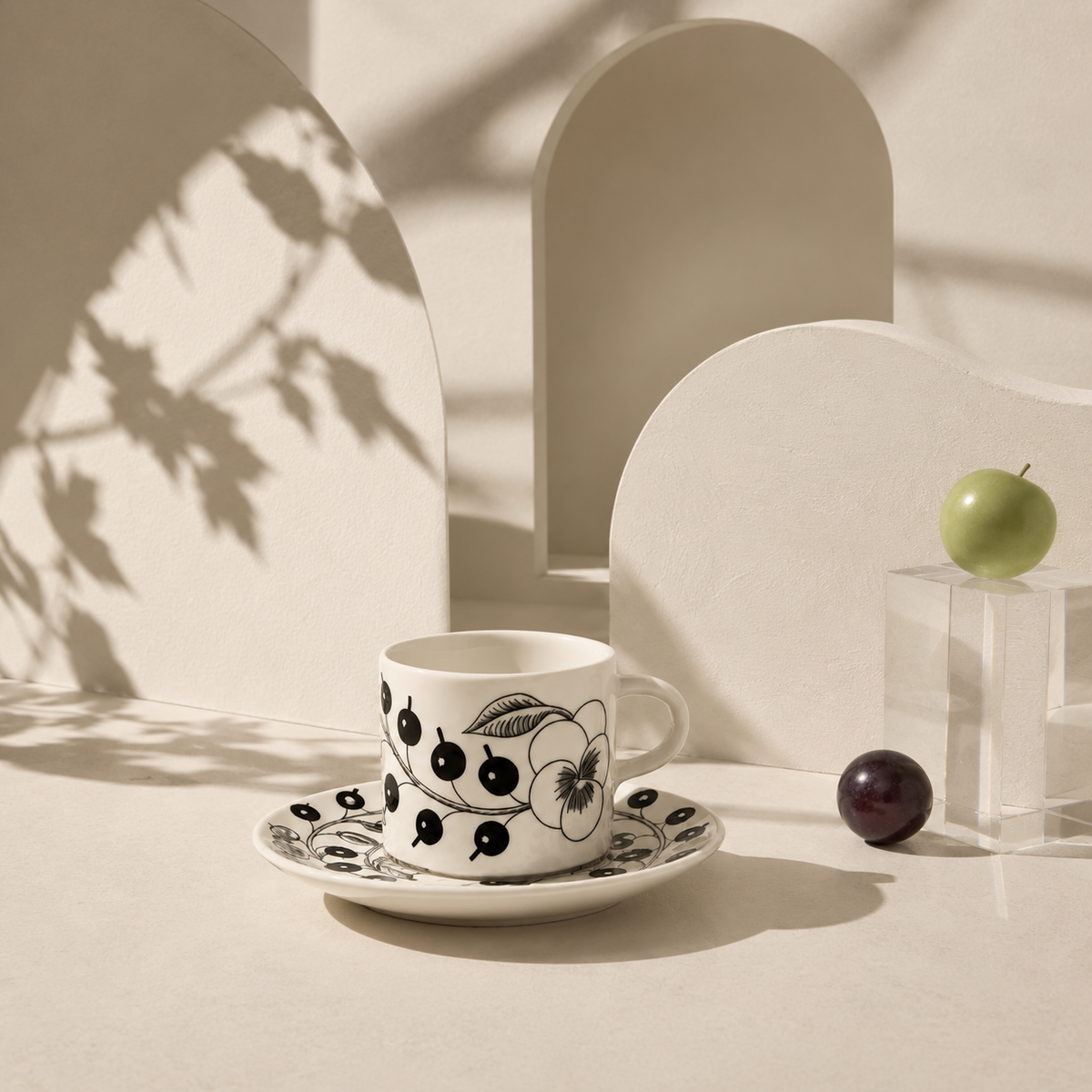 Botanical Reverie Black Coffee Cup & Saucer 180 ml