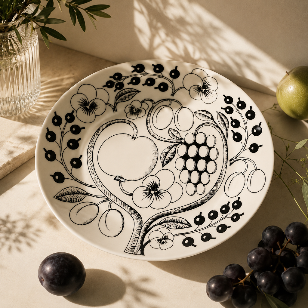 Botanical Reverie Black Oval Plate 25 cm