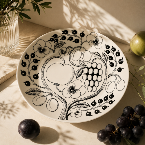 Botanical Reverie Black Oval Plate 25 cm