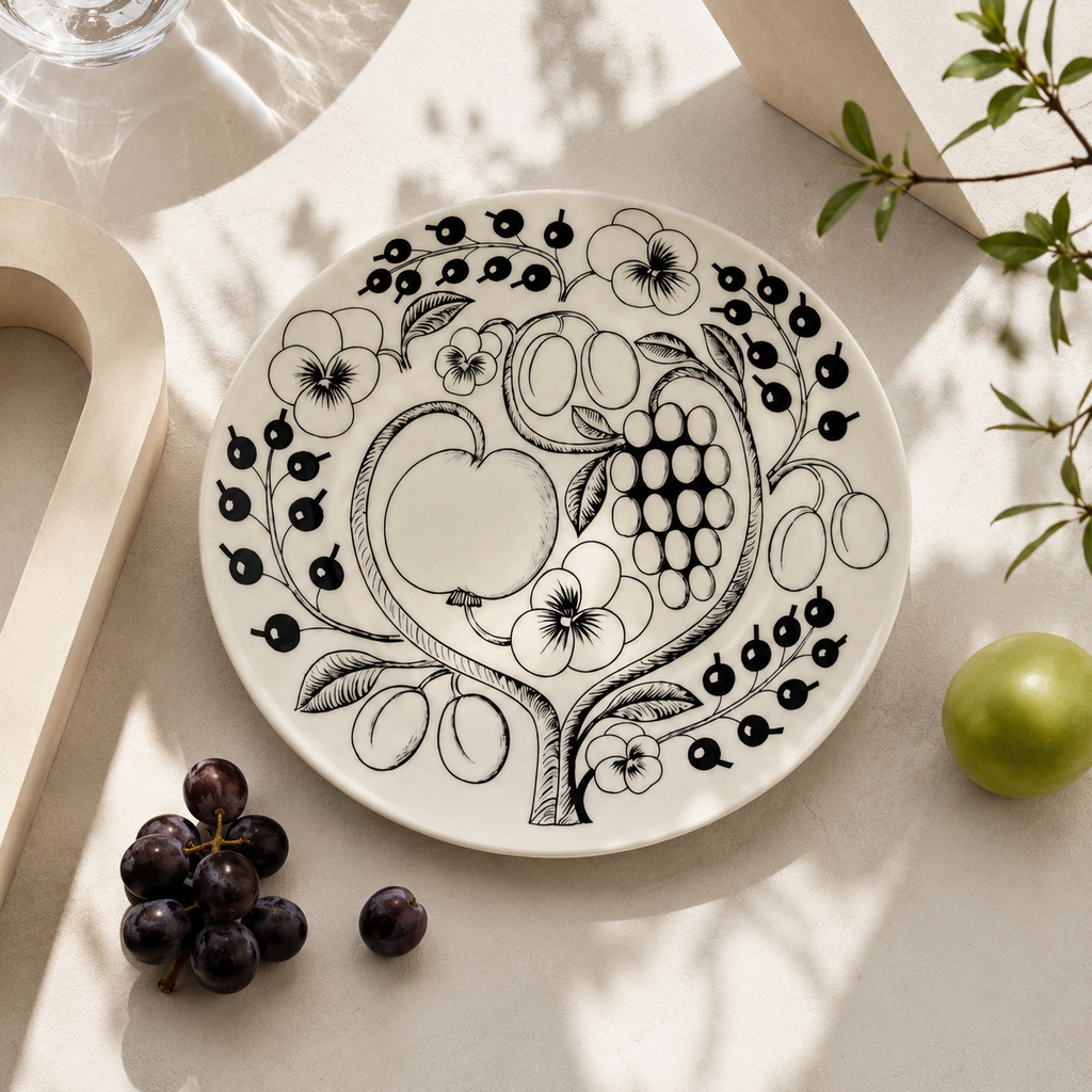 Botanical Reverie Black Oval Plate 25 cm