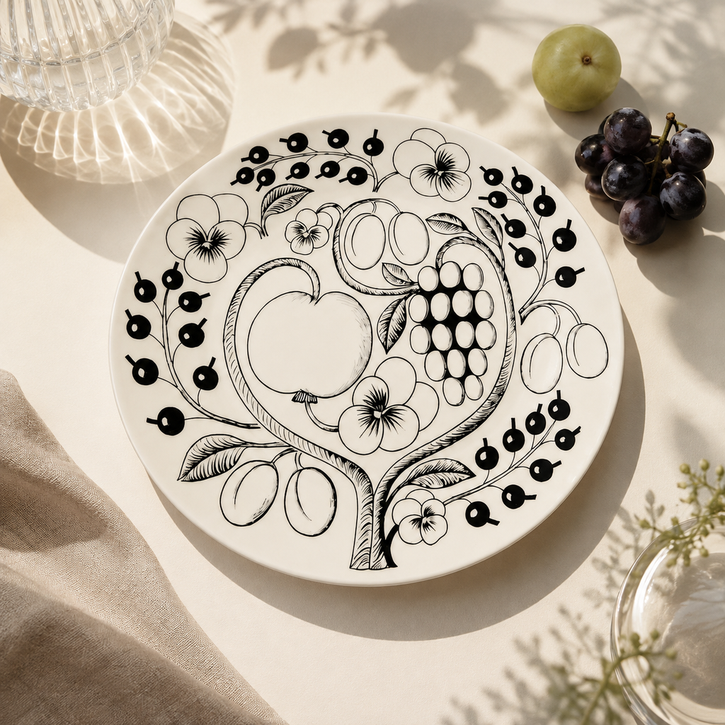 Botanical Reverie Black Oval Plate 25 cm