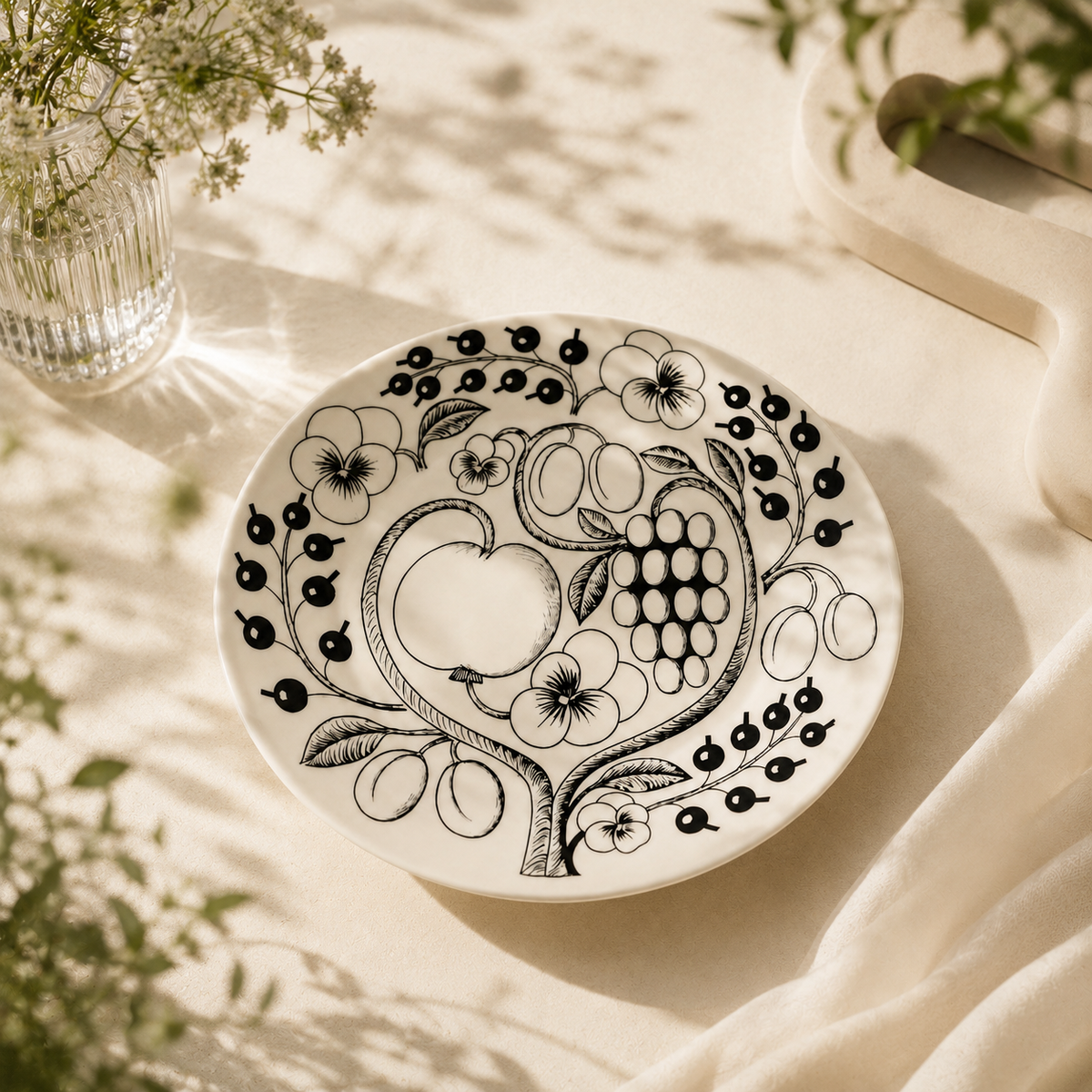 Botanical Reverie Black Oval Plate 25 cm