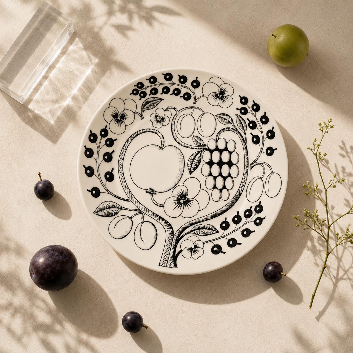 Botanical Reverie Black Oval Plate 25 cm