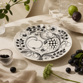 Botanical Reverie Black Round Plate
