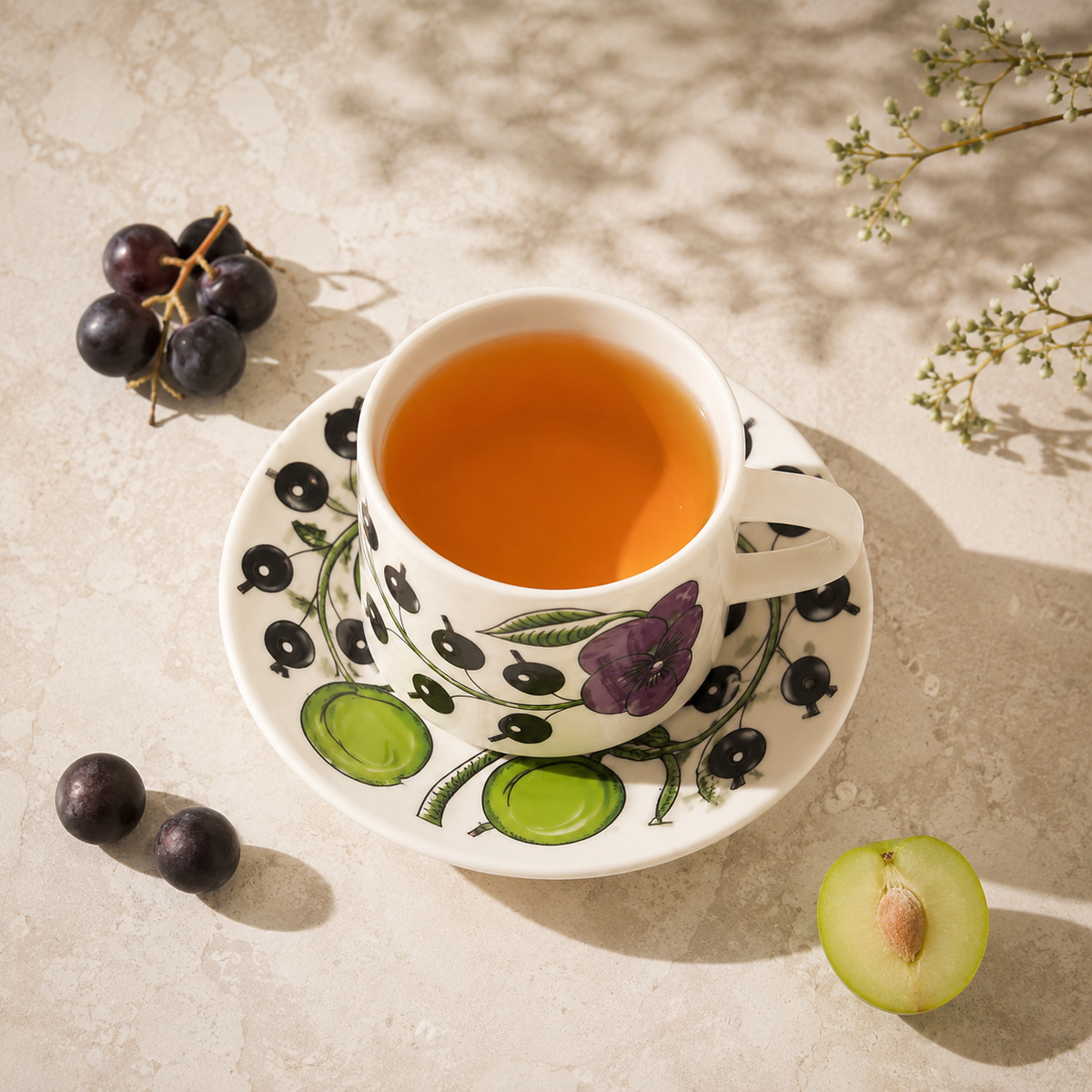 Botanical Reverie Purple Coffee Cup & Saucer 180 ml