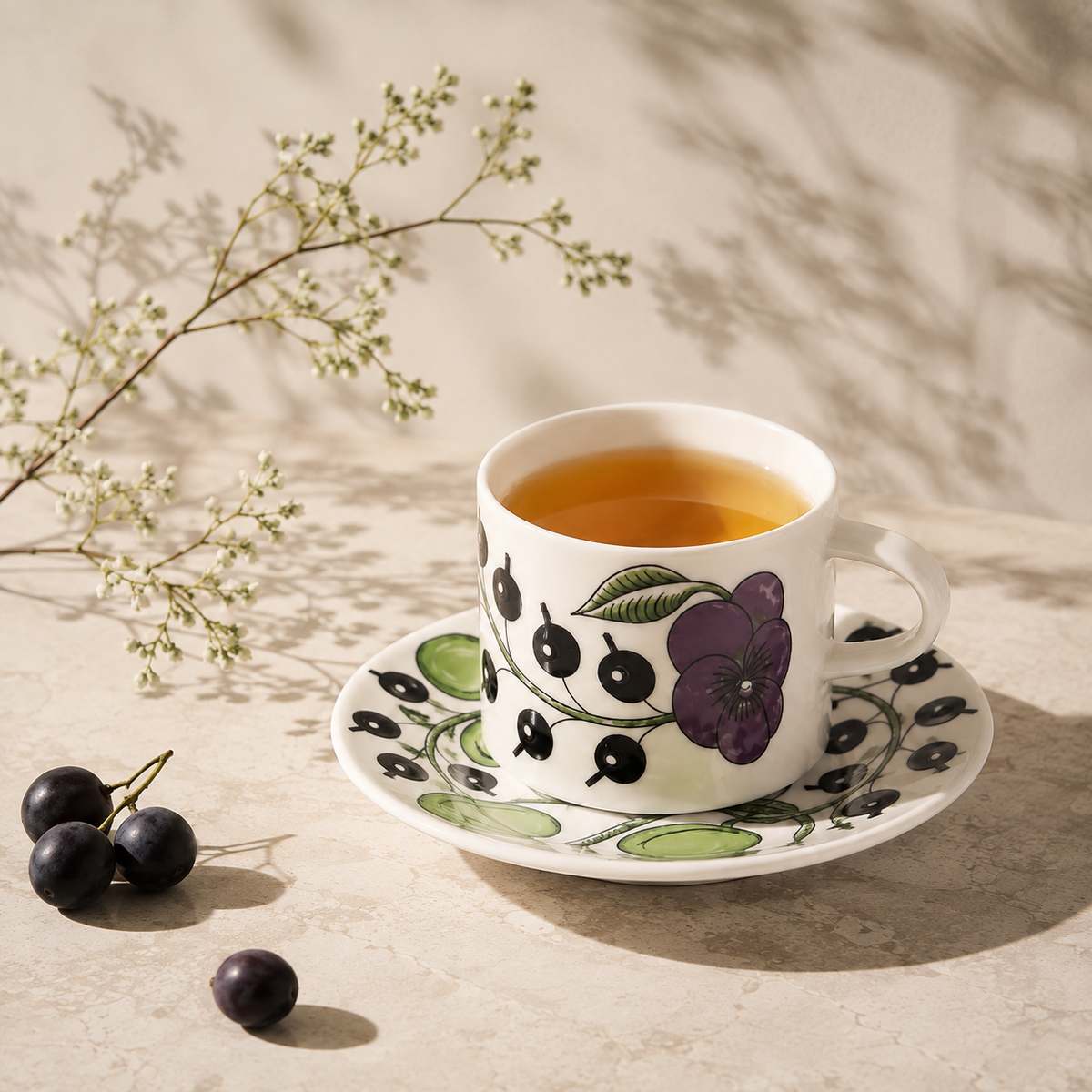 Botanical Reverie Purple Coffee Cup & Saucer 180 ml