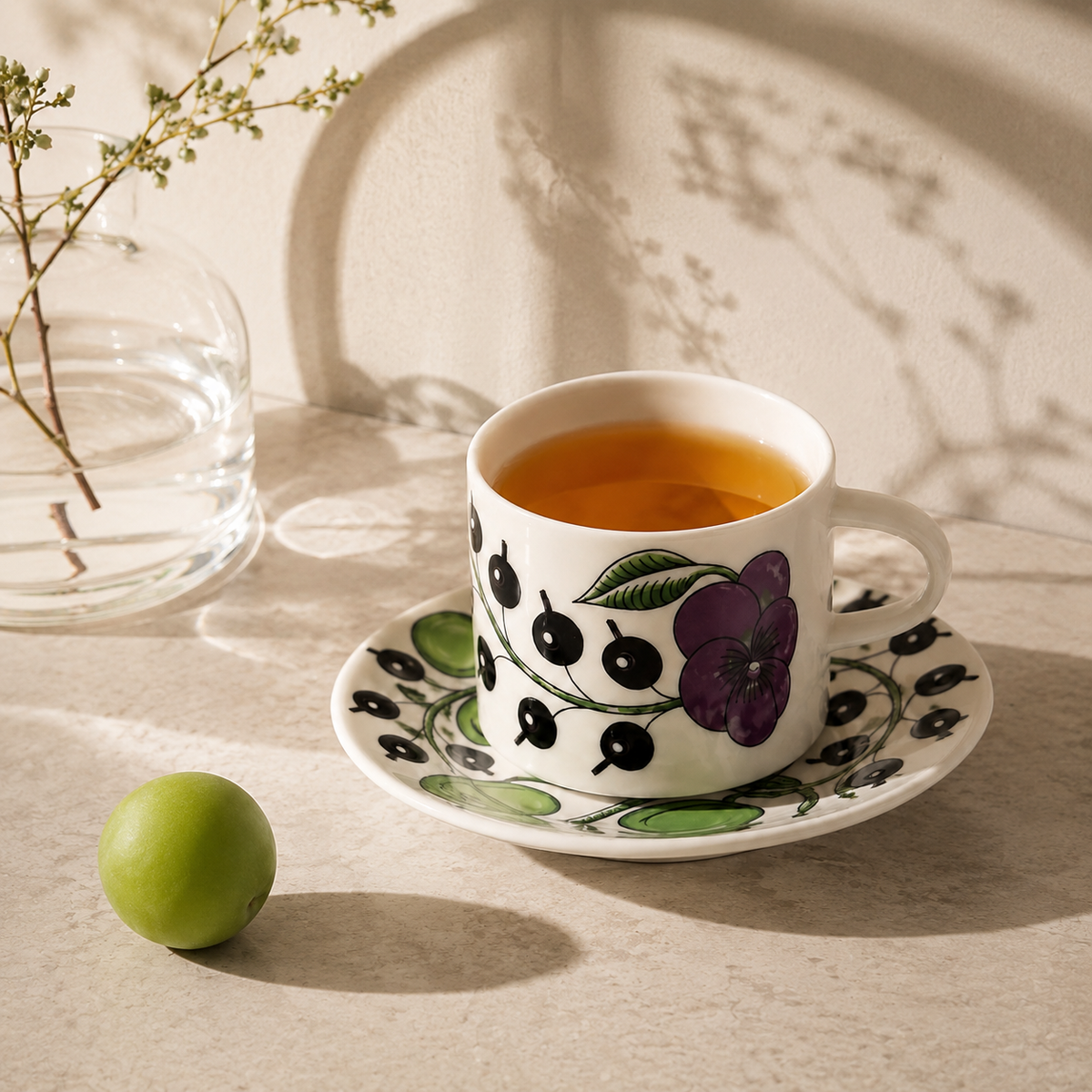 Botanical Reverie Purple Coffee Cup & Saucer 180 ml