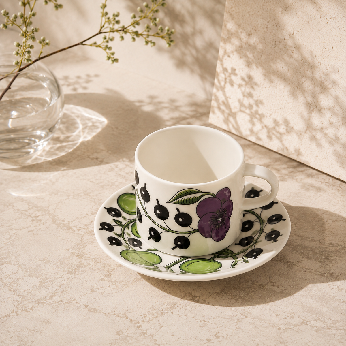 Botanical Reverie Purple Coffee Cup & Saucer 180 ml