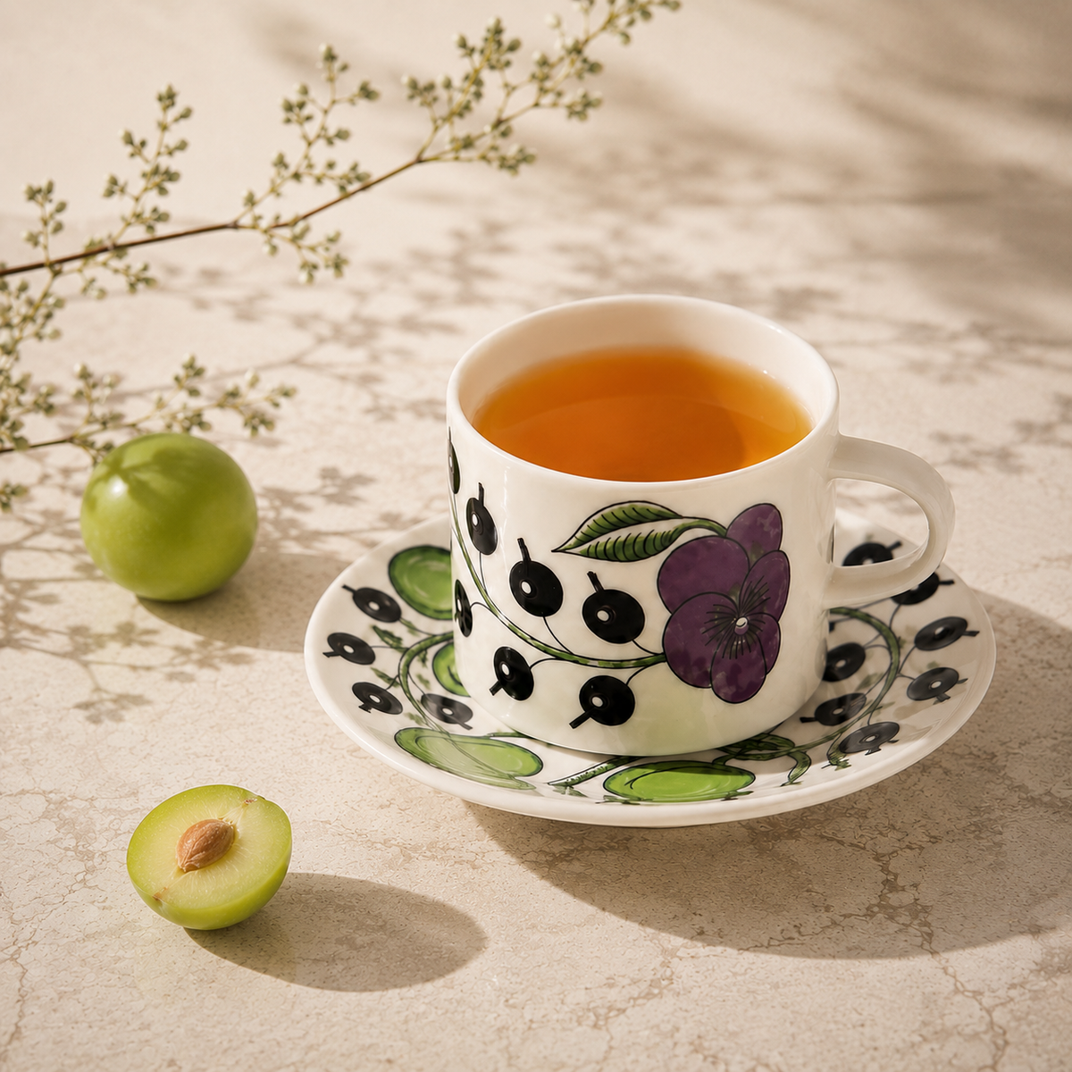 Botanical Reverie Purple Coffee Cup & Saucer 180 ml
