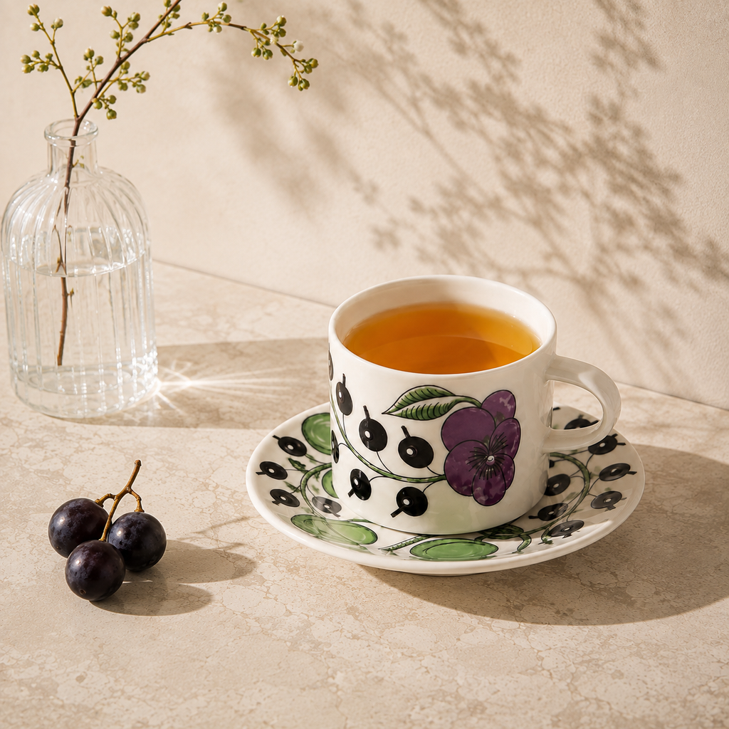 Botanical Reverie Purple Coffee Cup & Saucer 180 ml