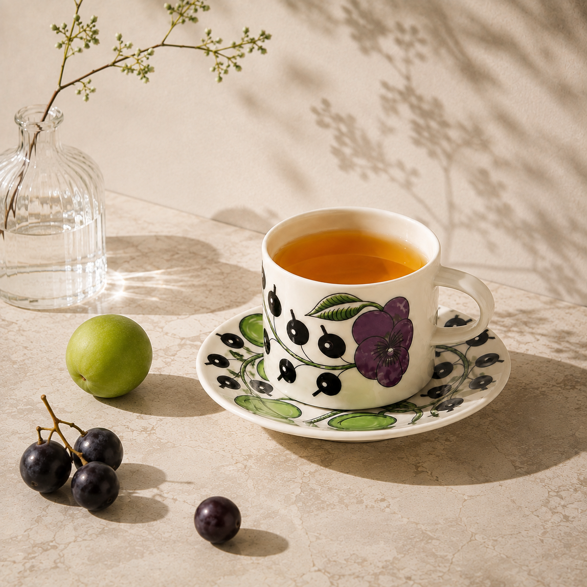 Botanical Reverie Purple Coffee Cup & Saucer 180 ml