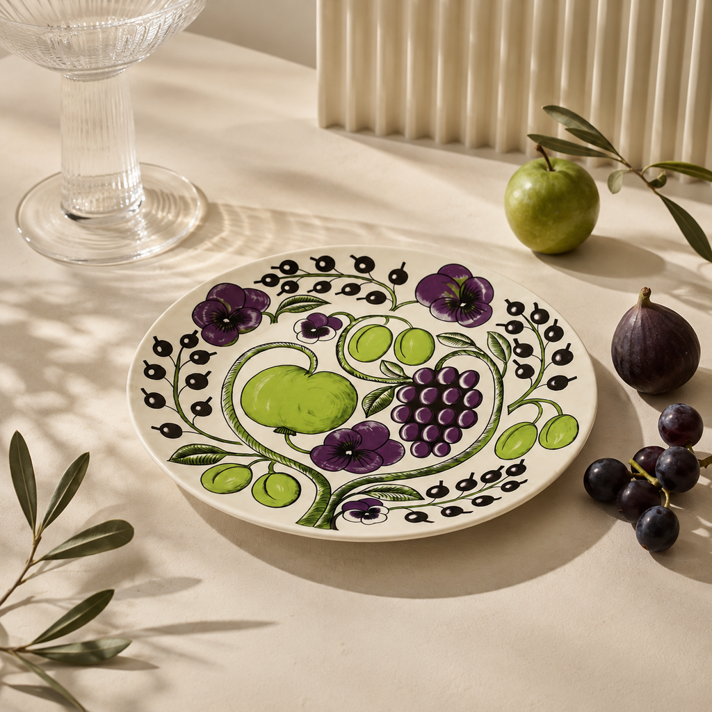 Botanical Reverie Purple Oval Plate 25 cm