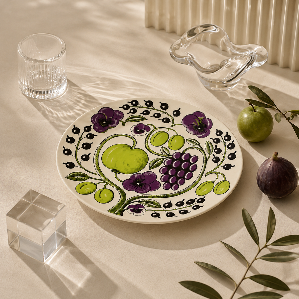 Botanical Reverie Purple Oval Plate 25 cm