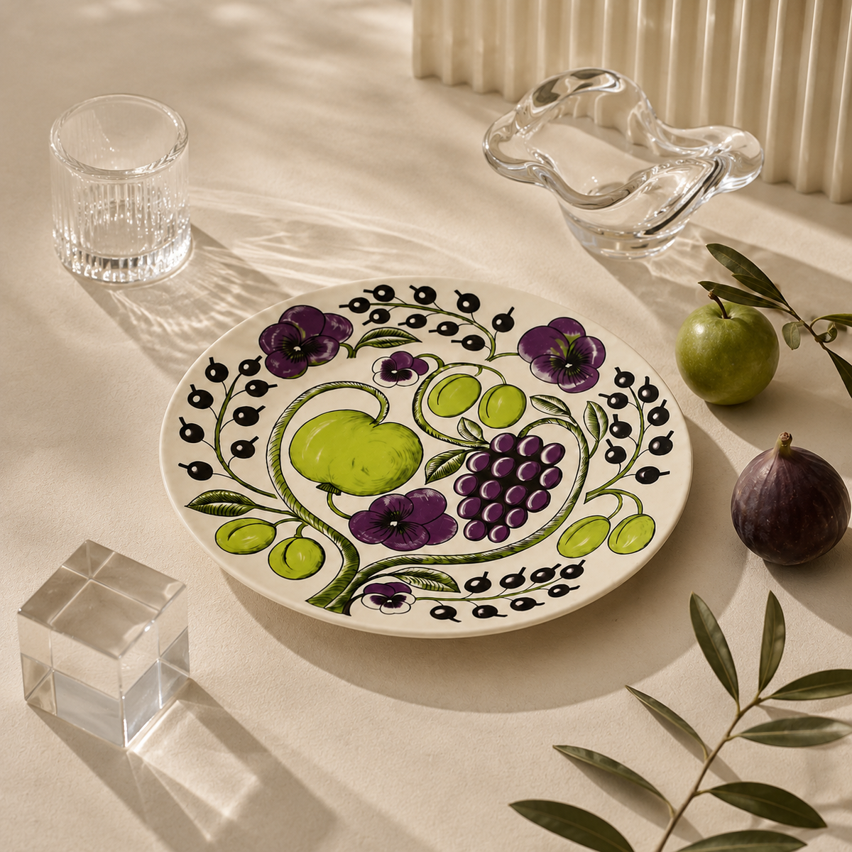 Botanical Reverie Purple Oval Plate 25 cm