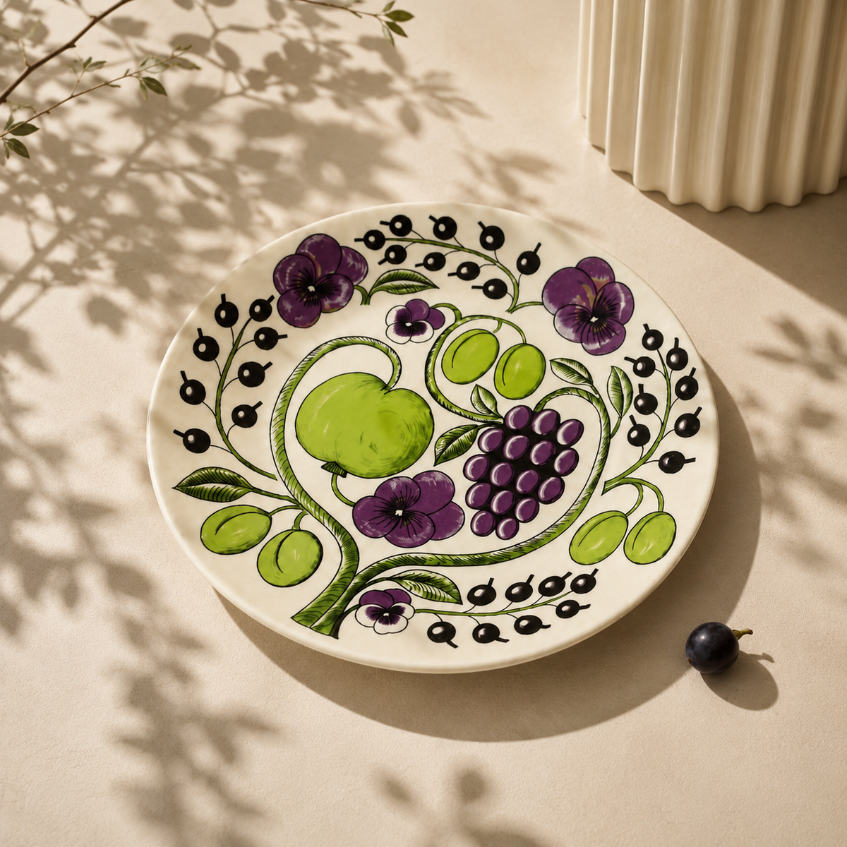 Botanical Reverie Purple Oval Plate 25 cm