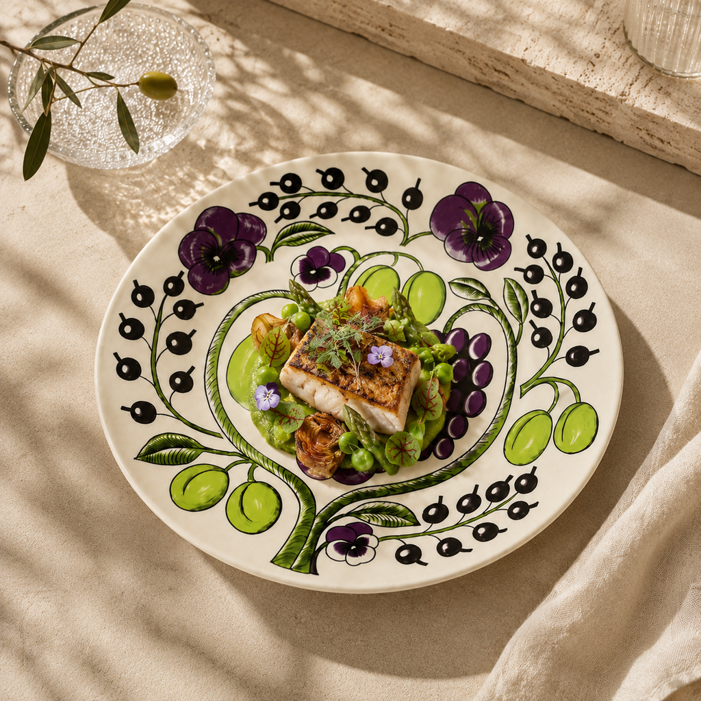 Botanical Reverie Purple Oval Plate 25 cm