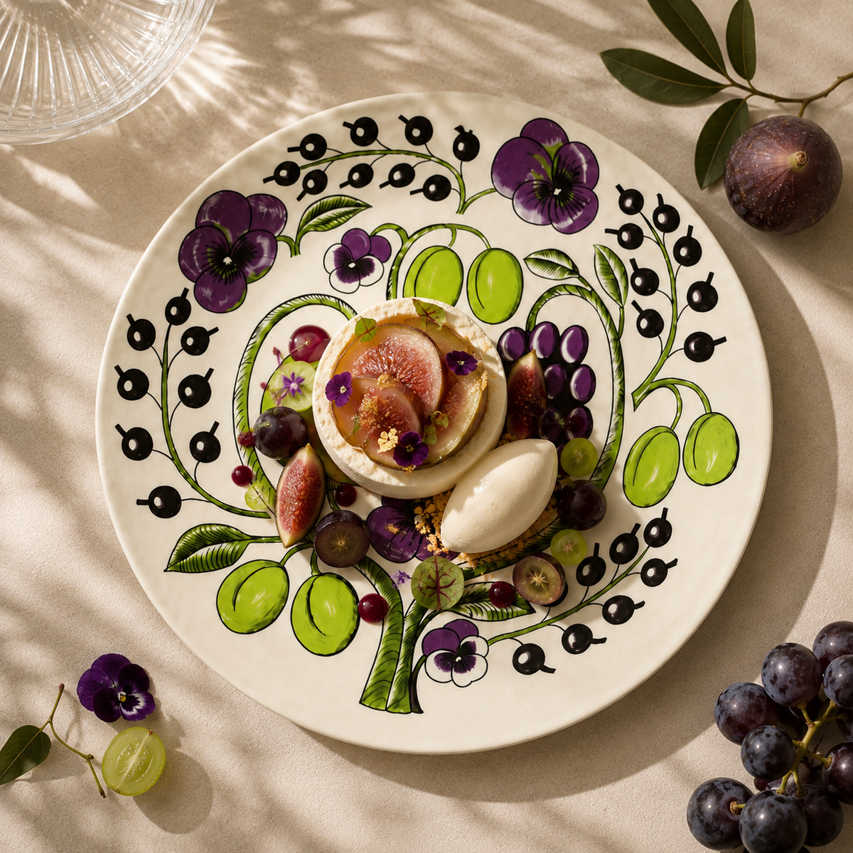 Botanical Reverie Purple Oval Plate 25 cm