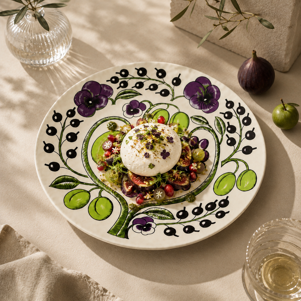 Botanical Reverie Purple Oval Plate 25 cm