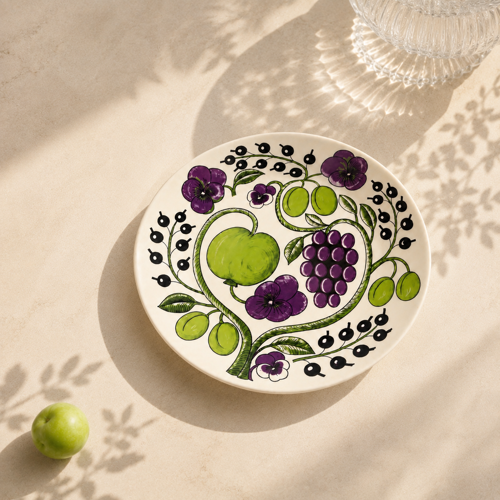 Botanical Reverie Purple Round Plate