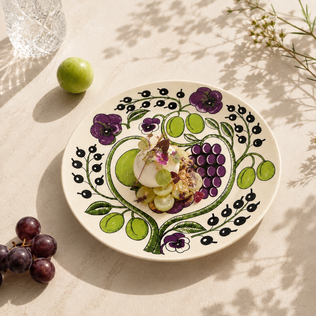 Botanical Reverie Purple Round Plate