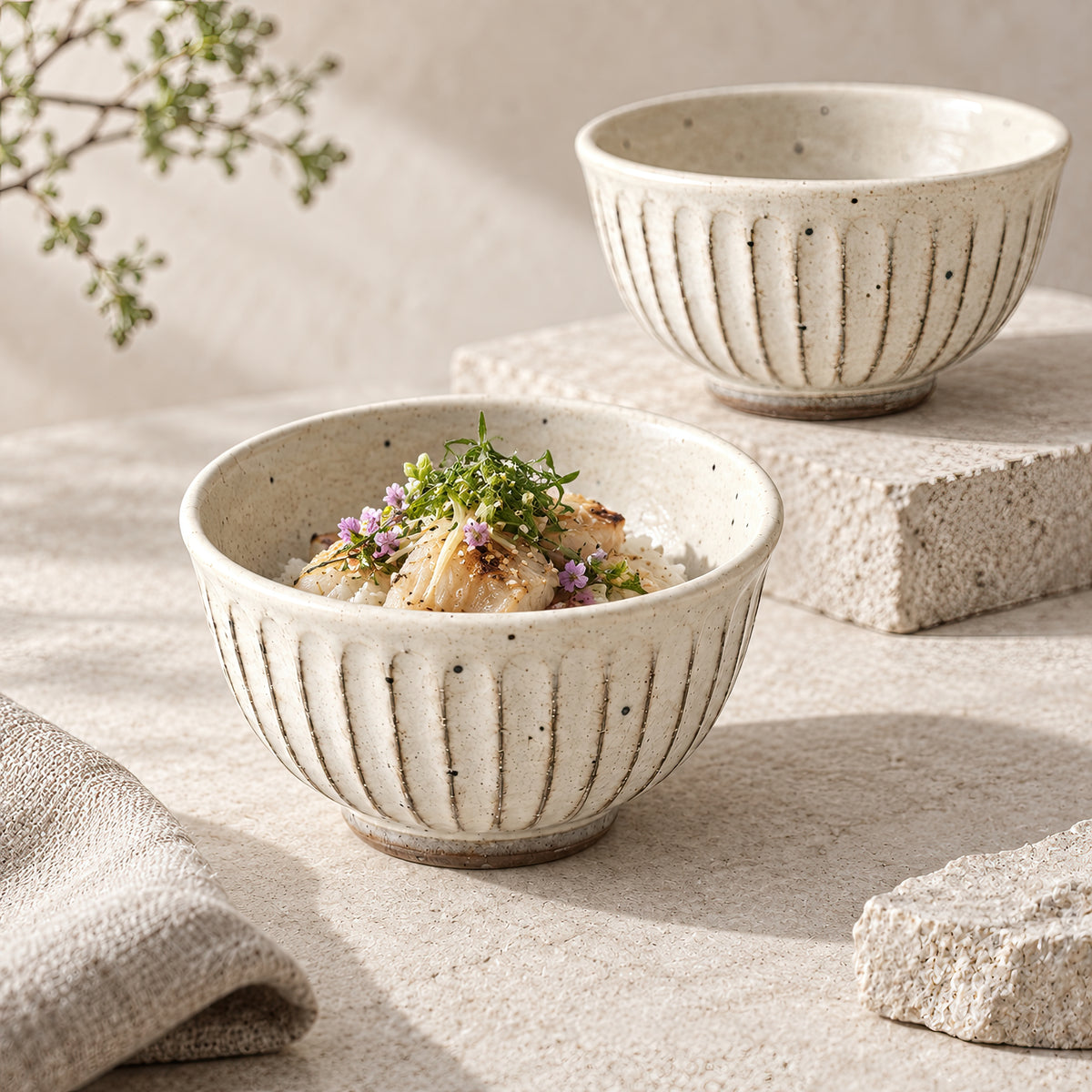 Kasumi Shinogi Sencha Bowl — Mino Ware — view 10