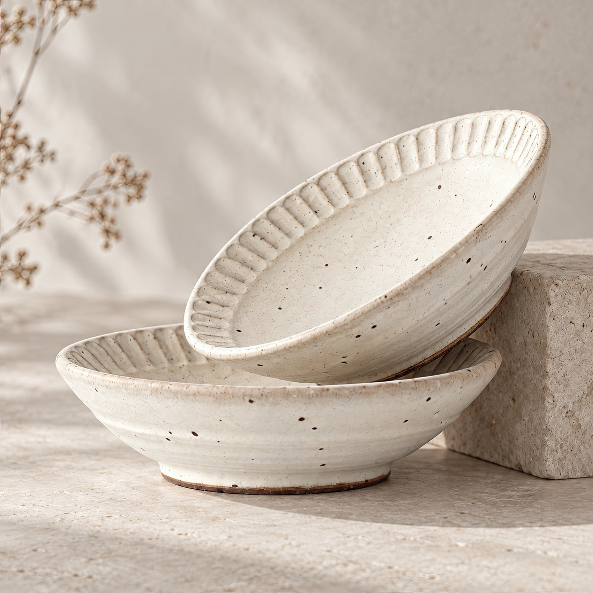Kasumi Shinogi Shallow Bowl — Mino Ware — view 4
