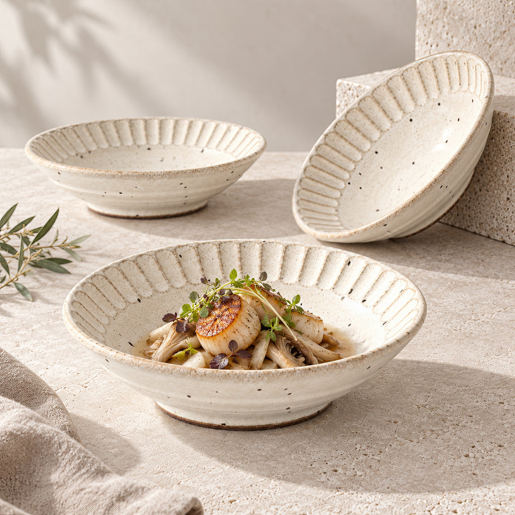 Kasumi Shinogi Shallow Bowl — Mino Ware — view 10