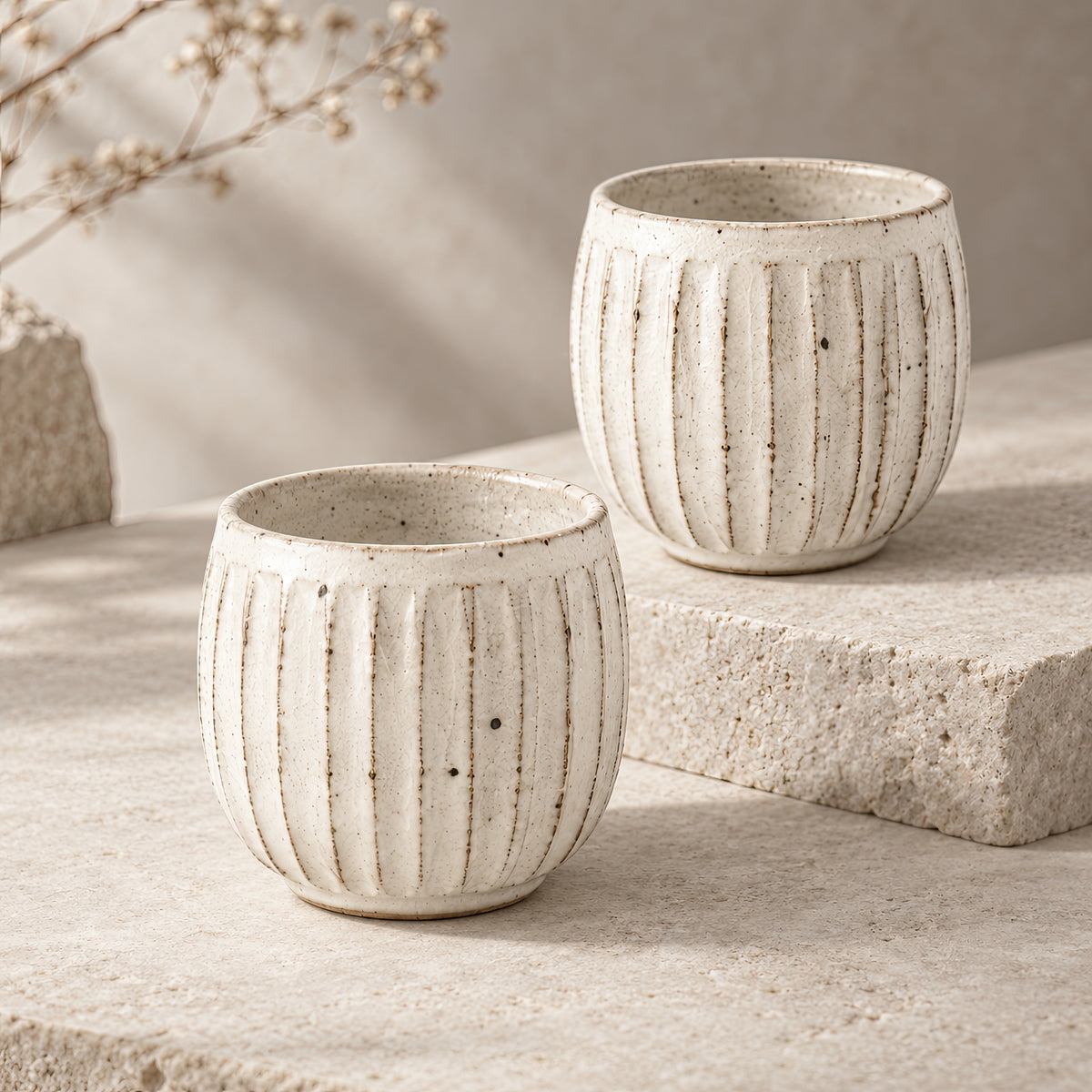 Kasumi Shinogi Yunomi Tea Cup — Mino Ware — view 3