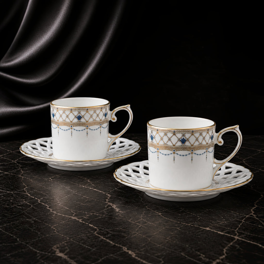 Valesse Azure Coffee Cup & Saucer Set for Two — 160 ml, image 2