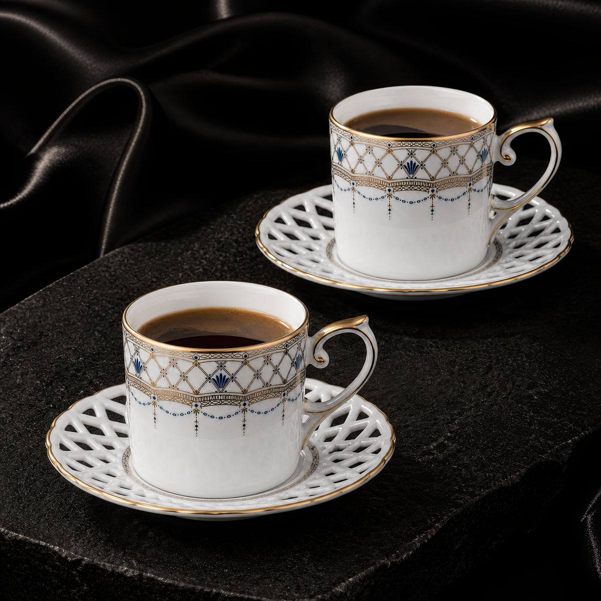 Valesse Azure Coffee Cup & Saucer Set for Two — 160 ml, image 3