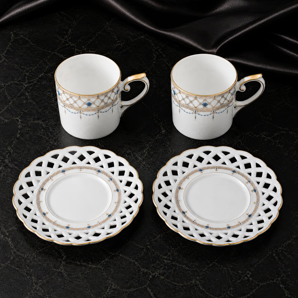 Valesse Azure Coffee Cup & Saucer Set for Two — 160 ml, image 4