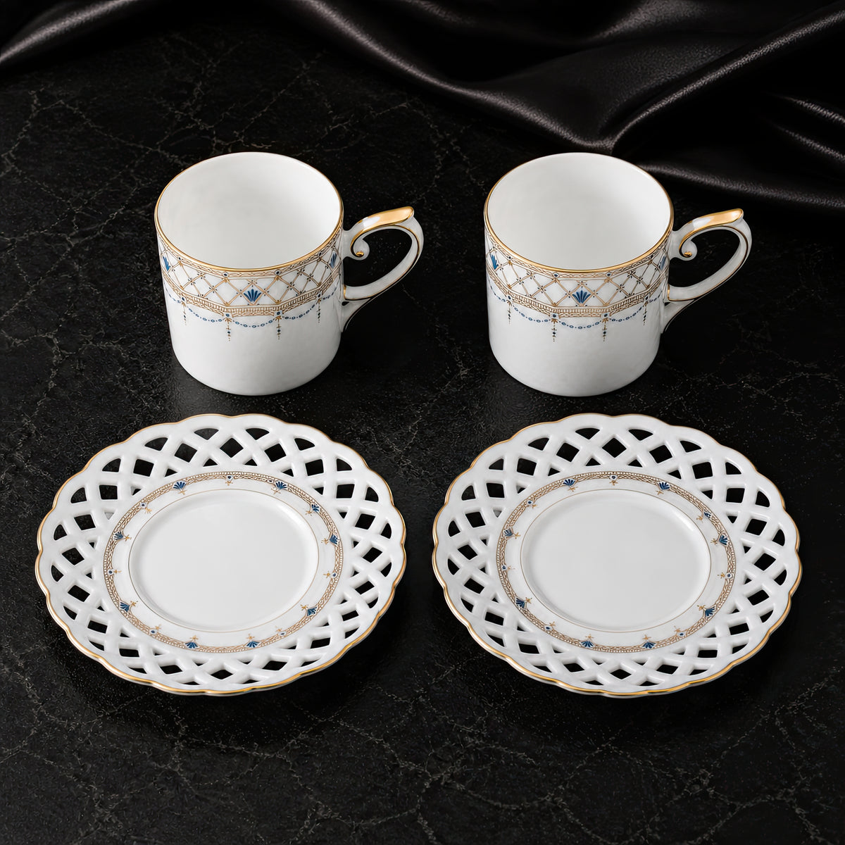 Valesse Azure Coffee Cup & Saucer Set for Two — 160 ml, image 4
