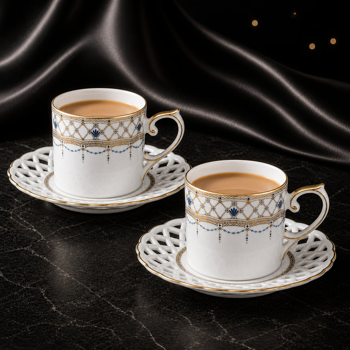 Valesse Azure Coffee Cup & Saucer Set for Two — 160 ml, image 5