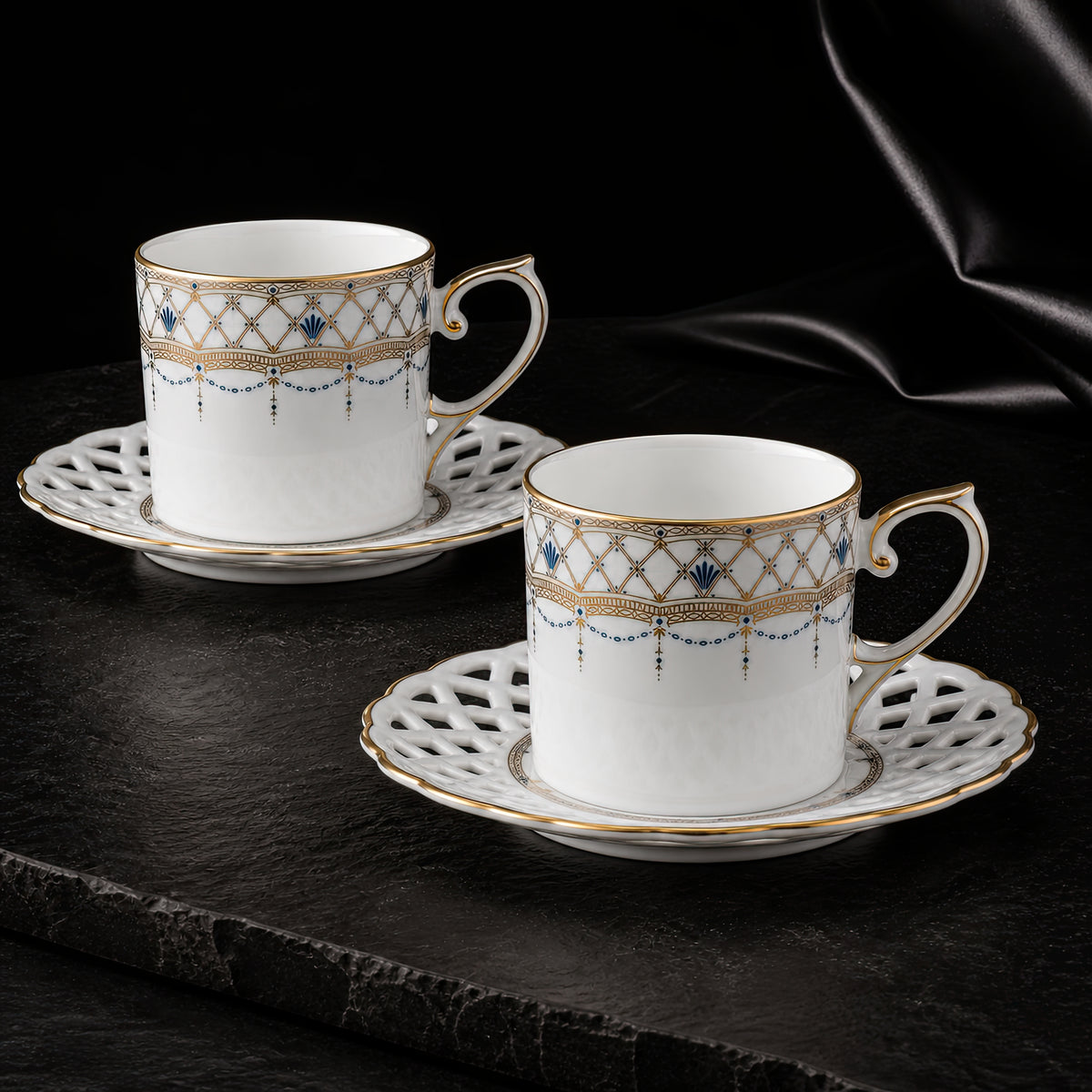 Valesse Azure Coffee Cup & Saucer Set for Two — 160 ml, image 6