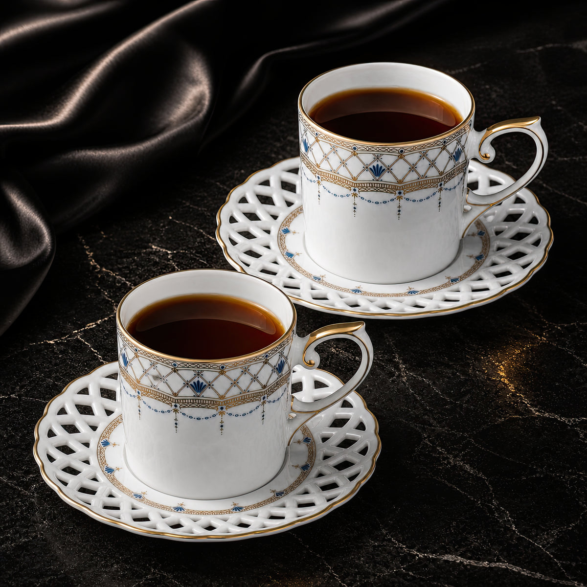 Valesse Azure Coffee Cup & Saucer Set for Two — 160 ml, image 7