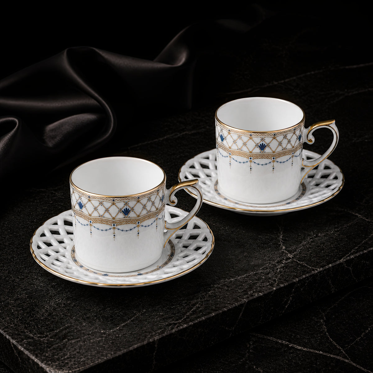 Valesse Azure Coffee Cup & Saucer Set for Two — 160 ml, image 8