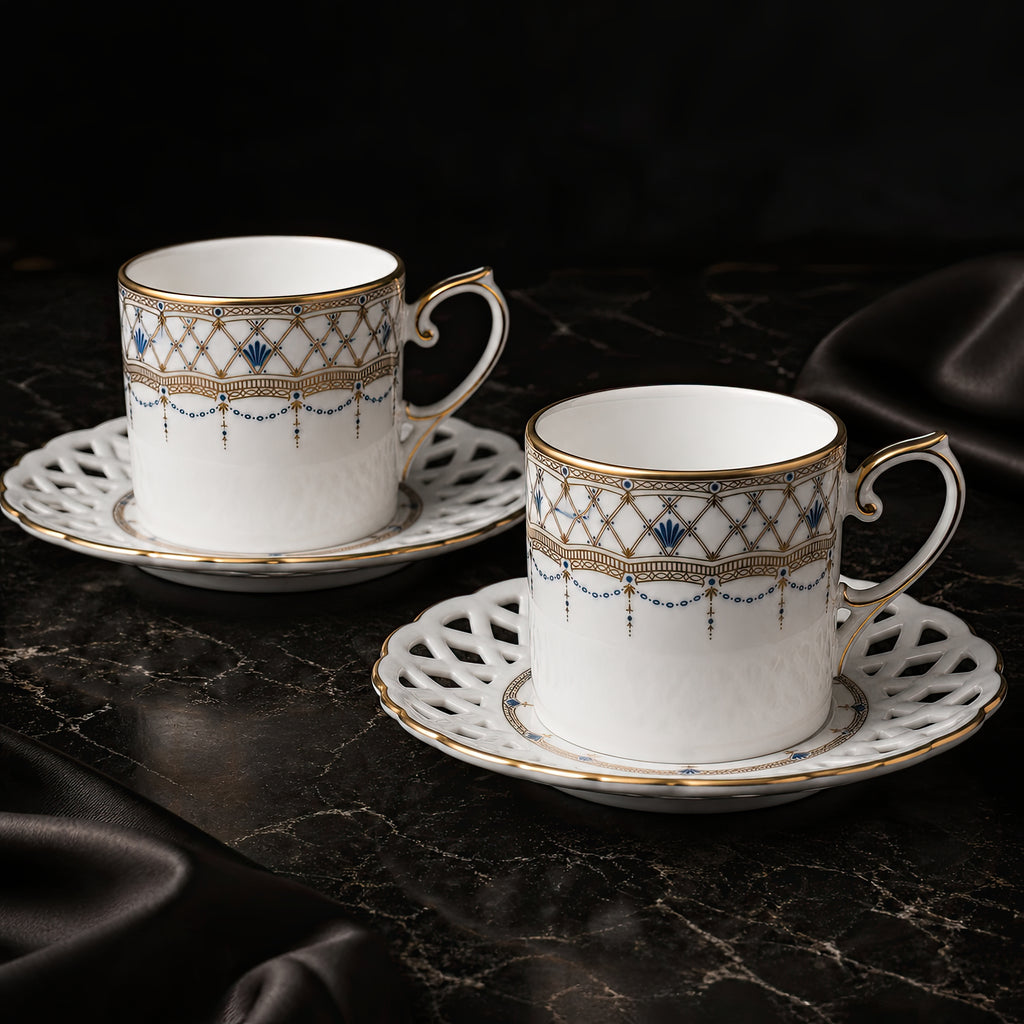 Valesse Azure Coffee Cup & Saucer Set for Two — 160 ml, image 9