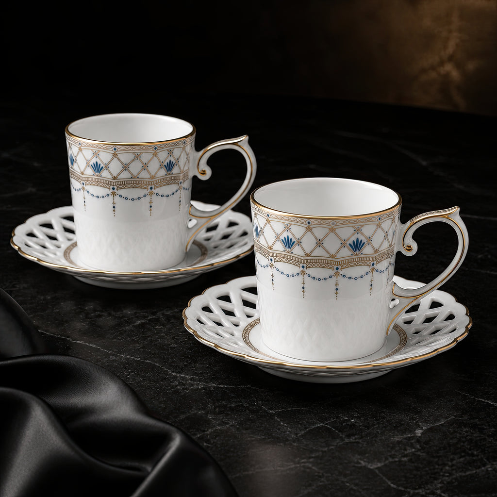 Valesse Azure Coffee Cup & Saucer Set for Two — 160 ml, image 10
