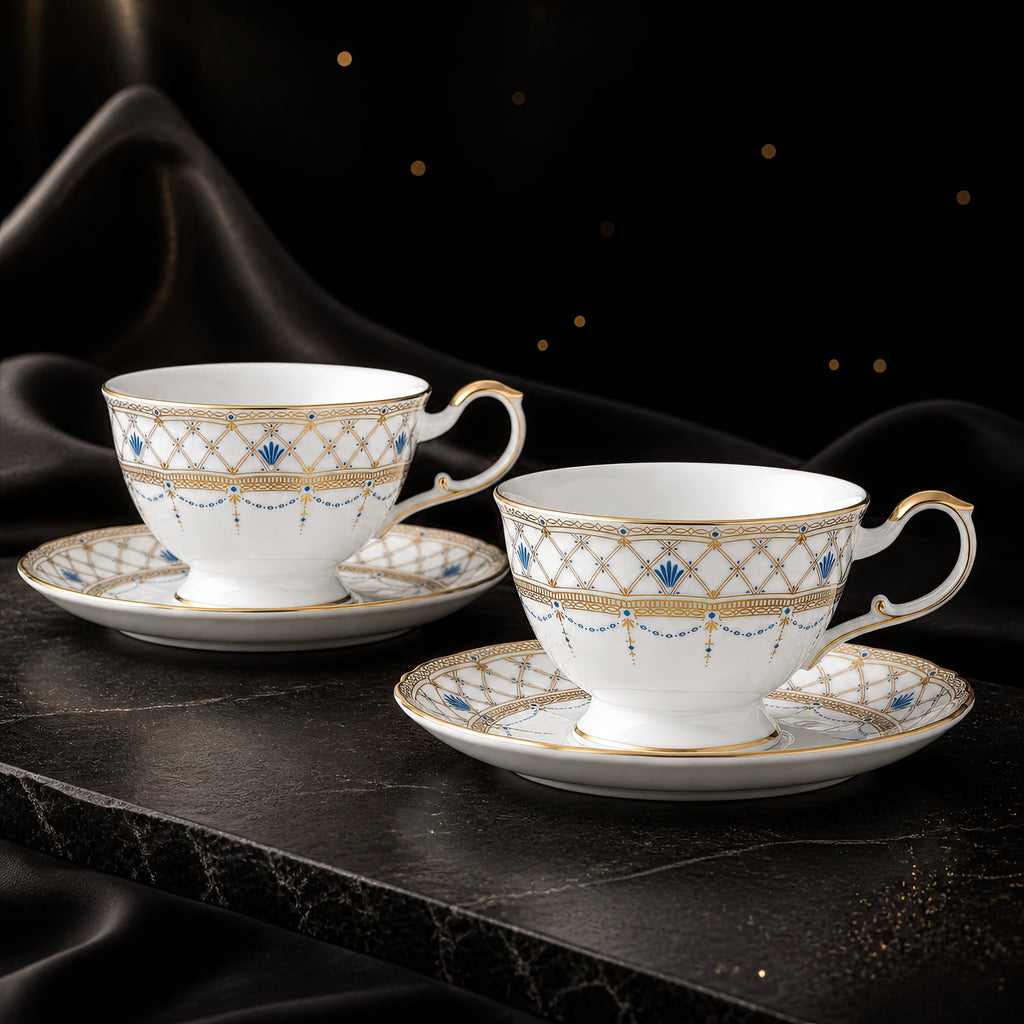 Valesse Azure Cup & Saucer Set for Two — 210 ml, image 1