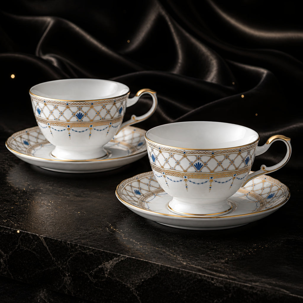 Valesse Azure Cup & Saucer Set for Two — 210 ml, image 2