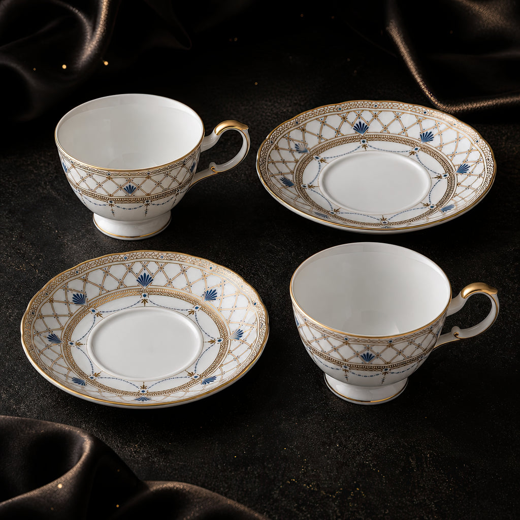 Valesse Azure Cup & Saucer Set for Two — 210 ml, image 4