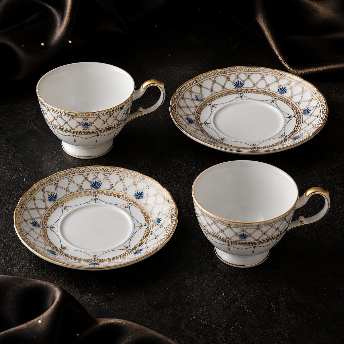 Valesse Azure Cup & Saucer Set for Two — 210 ml, image 4