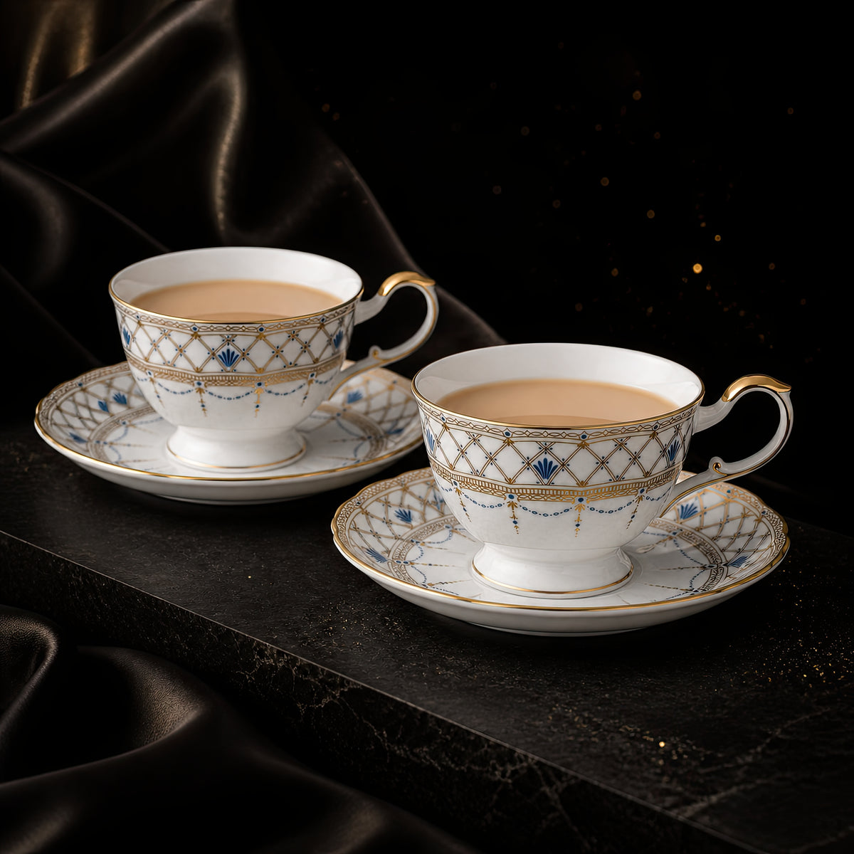 Valesse Azure Cup & Saucer Set for Two — 210 ml, image 5