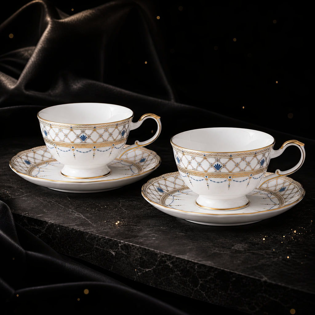 Valesse Azure Cup & Saucer Set for Two — 210 ml, image 6
