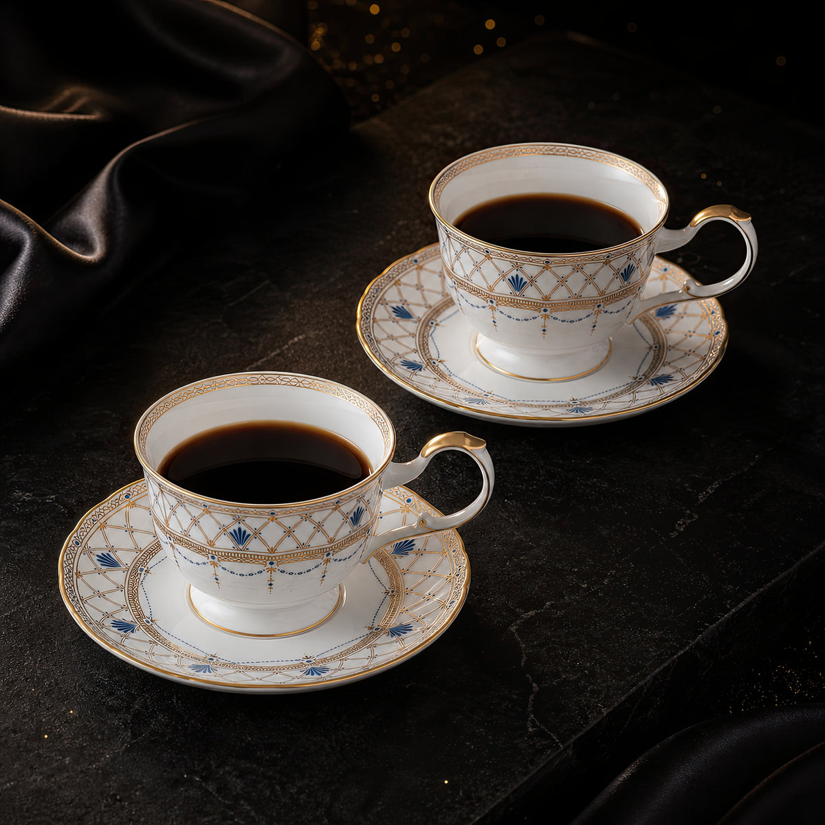 Valesse Azure Cup & Saucer Set for Two — 210 ml, image 7