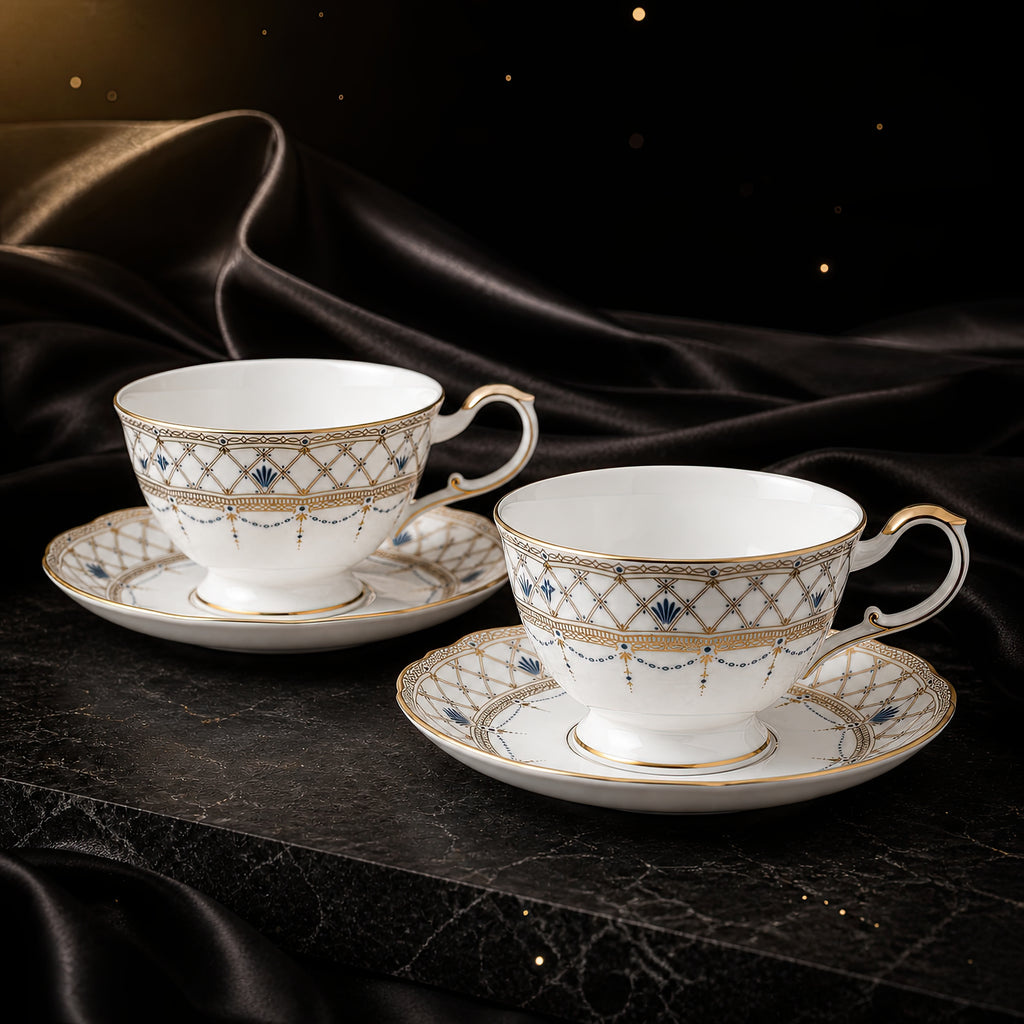Valesse Azure Cup & Saucer Set for Two — 210 ml, image 8