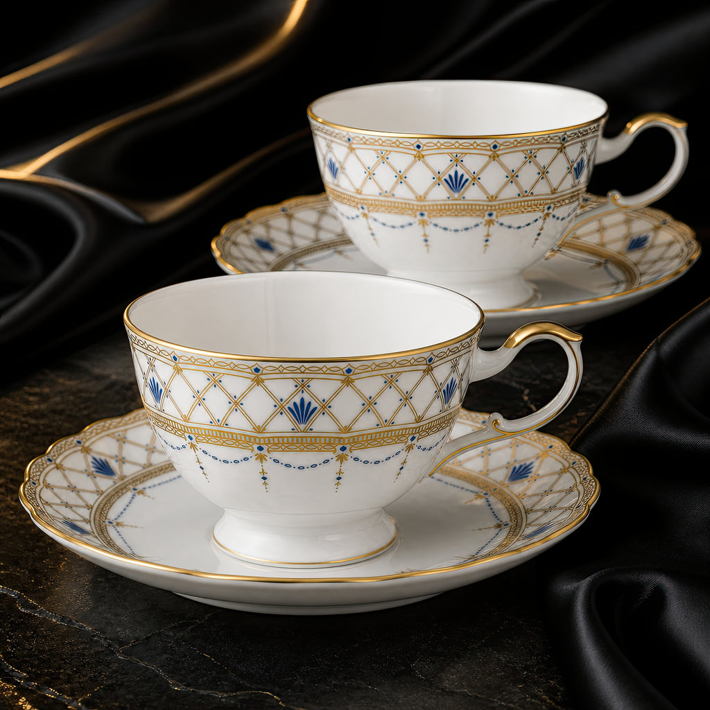 Valesse Azure Cup & Saucer Set for Two — 210 ml, image 9